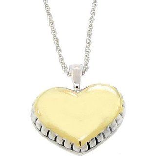 Goldtone 925 Heart Shaped Rhodium Plated Pendant Necklace with Chain Jewelry