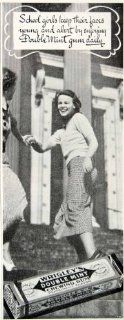 1935 Ad Wrigleys Chewing Gum Doublemint Schoolgirl Candy Peppermint Food Teeth   Original Print Ad  