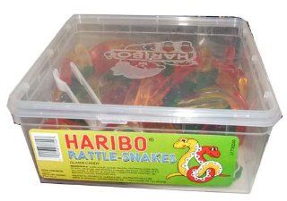 Haribo Gummy Candy Rattle Snakes 2 Pound Tub with plastic Tongs  Grocery & Gourmet Food