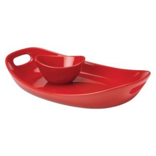 Rachael Ray Serveware Chip N Dip 14 in. serving Platter and Dipper Bowl   Red   Divided Plates & Dishes