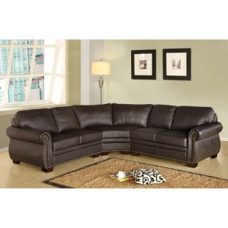 Abbyson Living Beverly Brown Italian Leather Sectional Sofa   Sectional Sofas