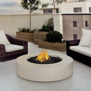 Real Flame Mezzo Round Fire Table   Antique White   Fire Pits