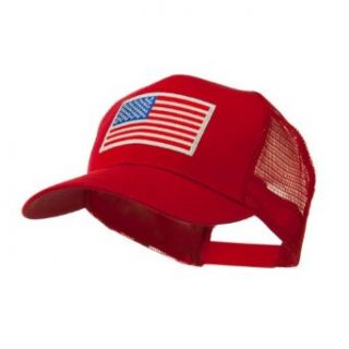 6 Panel Mesh American Flag White Patch Cap   Red OSFM at  Mens Clothing store