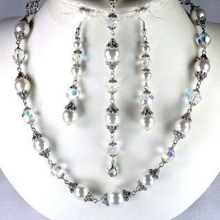 Swarovski & Angelic Clear AB crystal and White pearls Jewelry