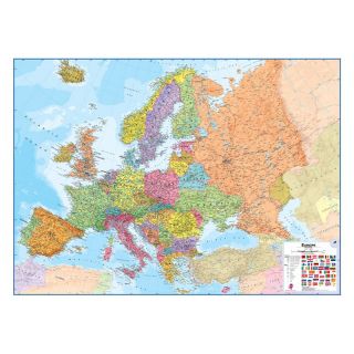 Europe Laminated Wall Map   55W x 39H in.   Wall Maps