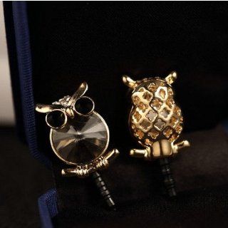 MagicPieces Big Rhinestone Owl on Tree Black Plugy for iPhone Dust Proof Plugy Dust Plug 3.5mm Headphone Jack Plug for iPhone Samsung Blackberry iPad HTC Cell Phones & Accessories