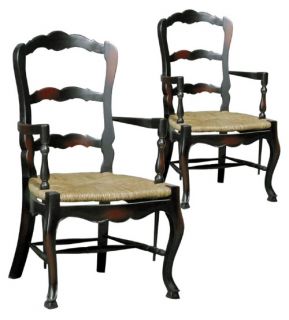 French Country Ladderback Arm Chair   Set of 2   Dining Chairs