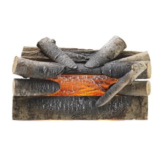 Pleasant Hearth Electric Crackling Natural Wood Log Fire with Glowing Ember Bed and Sound Effects   Electric Inserts
