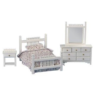 Dollhouse Miniature Three Piece Picket Fence Bedroom Set Health & Personal Care