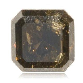 0.90 Cts of 5.3x5.3 mm I3 quality Cut Corner Modified Square Brilliant Natural Dark Brown Diamond ( 1 pc ) Loose Diamond Loose Gemstones Jewelry