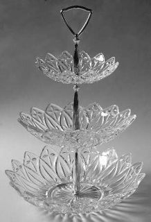 Federal Glass  Petal Clear 3 Tier Serving Tray (CRB5,CRB8,CRB10)   Pressed Desig