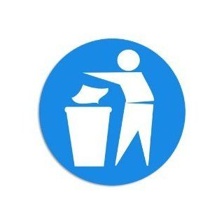 Round Throw Trash Away (no littering, do not litter) Sign Sticker Automotive