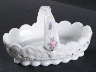 Westmoreland Roses & Bows Small Basket   Milkglass,Roses & Bows