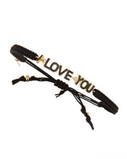 CZ I Love You Station Bracelet, Black