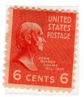 Postage Stamps United States. One Single 6 Cents Red Orange John Quincy Adams, Presidential Issue Stamp, Dated 1938 54, Scott #811. 