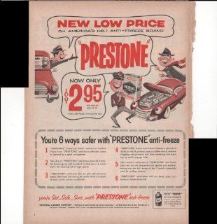 Prestone Anti Freeze Set Safe Sure New Low Price Car 1954 Antique Advertisement  Prints  