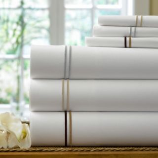 Kassatex Double Line Embroidery 300 Thread Count Egyptian Cotton Sheet Set   Bed Sheets