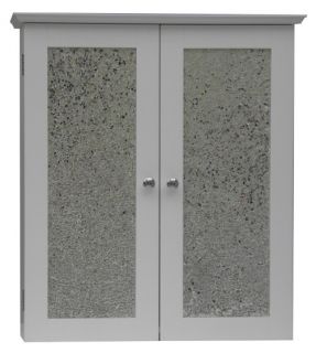 Elegant Home Buckingham White Bathroom Wall Cabinet with 2 Glass Doors   Wall Cabinets