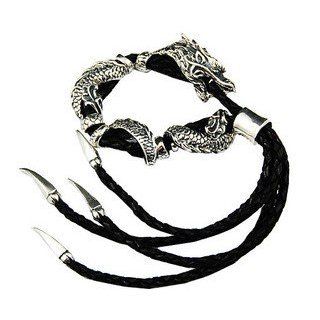 Men's Women's Unisex Retro Vintage Dragon Cowhide Bracelet Never Fade 925 Sterling Silver Thai Silver Hand Chain Bangle Bracelets Jewelry