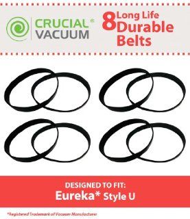Eureka Style U Belt 8 Pack Designed To Fit Eureka Uprights, Whirlwind, Victory, Bravo, LiteSpeed; Compare To Part # 61120A, 61120B, 61120C and 61120D; Designed & Engineered By Crucial Vacuum