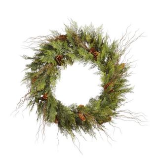 Vickerman 36 in. Cedar Twig Pine Cone Wreath   Christmas Wreaths