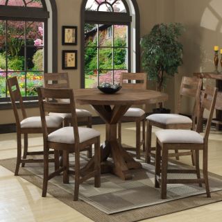 Emerald Home Bellevue 7 piece Bar Height Round Dining Set   with Ladder Back Stools   Dining Table Sets