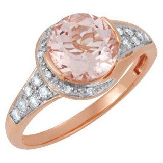 14KT Rose Gold Genuine Morganite And Diamond Ring Jewelry