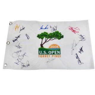 2008 US Open (Torrey Pines) Embroidered Golf Pin Flag Autographed by 16 Former Champions #1 at 's Sports Collectibles Store