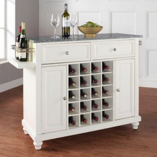 Crosley Cambridge Solid Pepper Granite Top Wine Island with Turned Feet   Kitchen Islands and Carts
