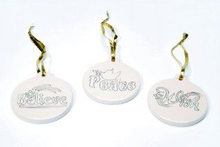 WeGlow International Assorted Words, 3 Flat Ceramic Ornaments Toys & Games
