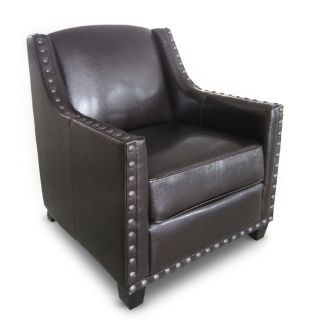 Baxton Studio Wallace Leather Club Chair   Dark Brown   Club Chairs