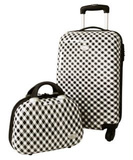 Retro Plaid 2 Piece Carry On Locking Luggage with Travel Case   Luggage Sets