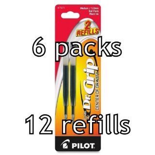 Value Pack of 6   Pilot Dr. Grip Center of Gravity Ballpoint Ink Refill, 12 total refills, Medium Point, Black Ink (77271)  Pen Refills 
