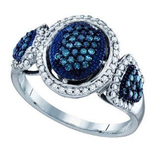 Blue Diamond Ring 0.50CTW BLUE DIAMOND FASHION RING 10KT White Gold Jewelry