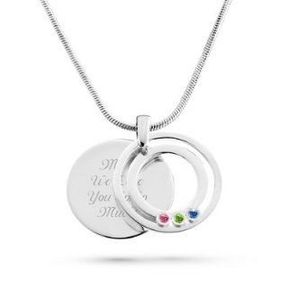 Personalized Family Circle Movable 3 Birthstone Pendant Pendant Necklaces Jewelry