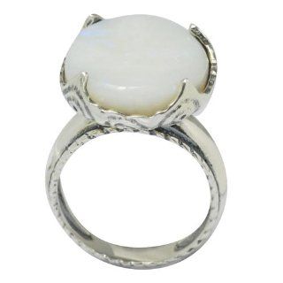 De Buman 7.75ctw Genuine Opal & 18KY Gold & 925 Silver Ring Size 7 Jewelry