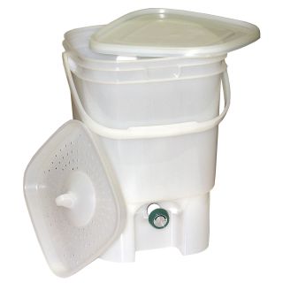 SCD Happy Farmer 5 Gallon Recycled Plastic Kitchen Composter   Marble White   Kitchen Composters