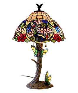 Tiffany Style Floral Butterfly Table Lamp   Table Lamps