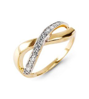 Women's Yellow White 14k Gold Round Cut CZ Fashion Ring Jewelry