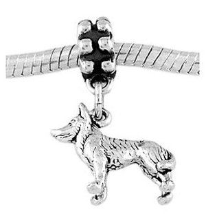 Sterling Silver Siberian Husky Dog Dangle Bead Charm Jewelry