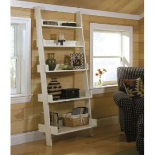 Riverside Color Mated Leaning Bookcase in White   Bookcases