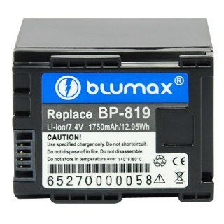 Blumax Li Ion replacement battery for Canon BP 819 fits HF10 / HF100 / HF11/ HG20 / HG21; Legeria HF S20 /HF S200 / HF S21 ; iVis HF20 / HG21 / HF S11 etc.  Camcorder Batteries  Camera & Photo