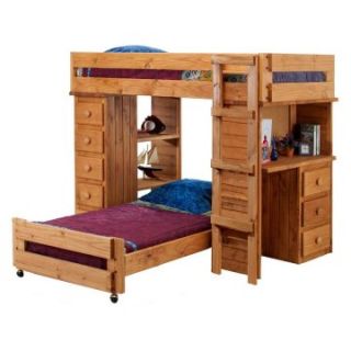 Chelsea Home Twin over Twin Student Loft Bed   Ginger Stain   Loft Beds