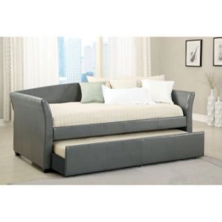 Furniture of America Contemporary Leatherette Upholstered Daybed with Trundle   Daybeds