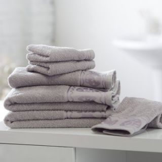 Jacquard 6 Piece Terry Towel Set with Grey Fish Border   Bath Towels