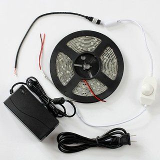 SUPERNIGHT (TM) Cool White LED Strip Light Ribbon Plug To Use Kit, 5M or 16.4ft SMD 5050 Waterproof 150 LEDs, With 12V 5A Power Supply and Dimmer