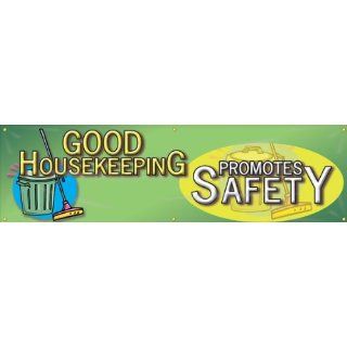 Accuform Signs MBR821 Reinforced Vinyl Motivational Safety Banner "GOOD HOUSEKEEPING PROMOTES SAFETY" with Metal Grommets, 28" Width x 8' Length Industrial Warning Signs