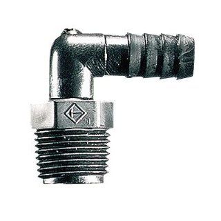 Barbed fittings, NPT male pipe adapter elbow, HDPE, 3/4" NPT(M) x 1/2" ID, 3/8" x 1 7/8" x 2 1/8"