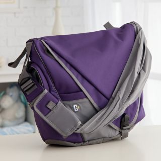 Go GaGa Messenger Diaper Bag   Eggplant   Designer Diaper Bags