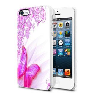 Butterfly Pink and Pretty   iPhone 5/5s White Case Cell Phones & Accessories